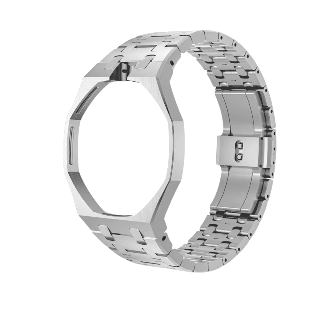 Premium Stainless steel Silver Watch Strap & Case for Swatch Royal Pop