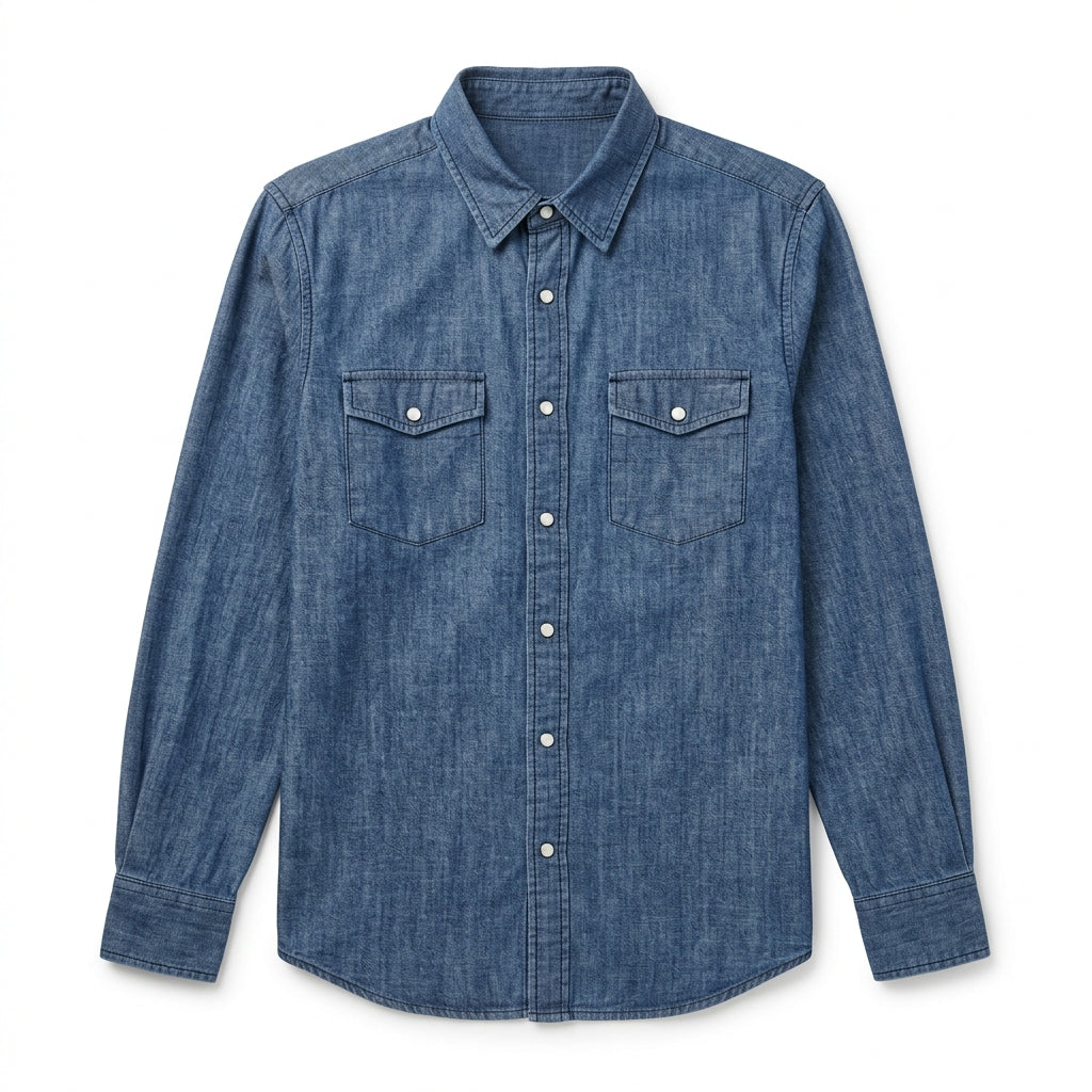 Chemise Denim Chambray Coton Lavé — Boutons Nacrés