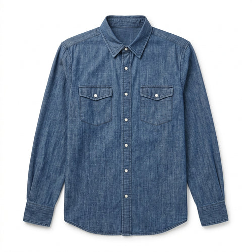 Chemise Denim Chambray Coton Lavé — Boutons Nacrés